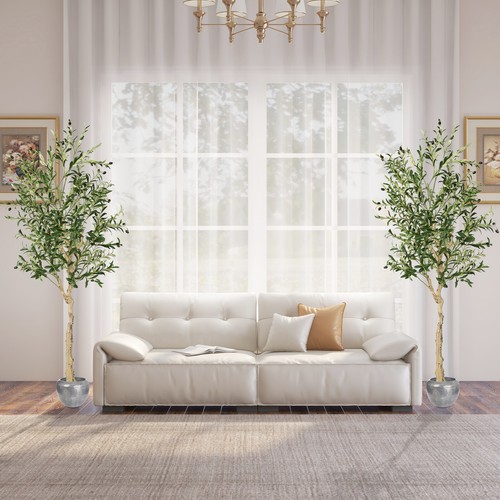 2-Pack Large Artificial Olive Tree w/ 1296 Olive Leaves & 72 Olive Fruits Green - Picture 3 of 8