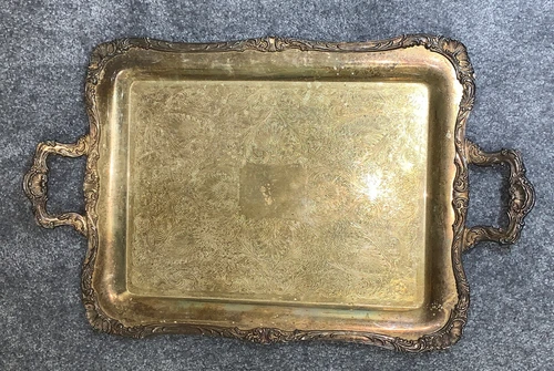 Vintage W.M. Rogers Silver Plated Serving Tray W/Handles 16x24” # 290