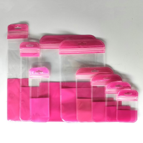 Multi-Size Front & Back Clear Glossy Flat Mylar Zipper Bag w/ Hang Hole - Picture 6 of 13