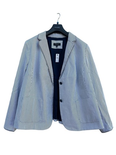 TALBOTS Aberdeen Blazer Sz 22W Piped White Navy Stripes Nautical Jacket Preppy - Picture 16 of 23