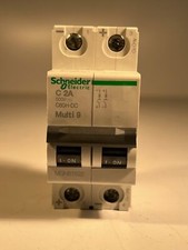 ONE (1) SCHNEIDER ELECTRIC Multi 9 C2A 2-Pole Circuit Breaker 2A 500V 5KA (USED)