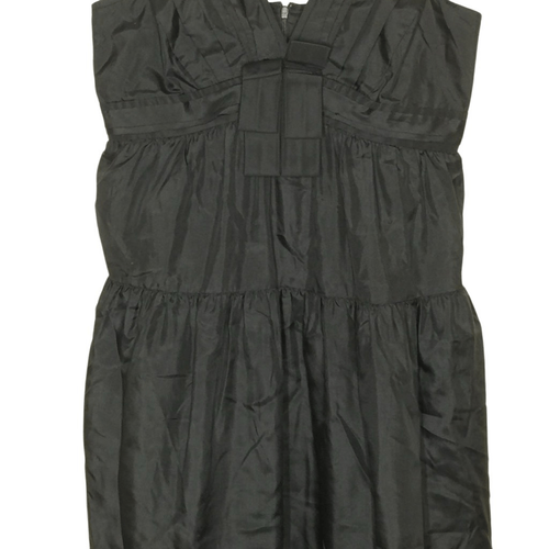 Charles Chang-Lima Black Sleeveless Mini Dress Size 6 Wool Silk Blend Pleated - Picture 5 of 12