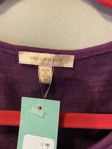 Skies Are Blue Shirt Top Blouse Medium Purple 3/4 Sleeves NWT Asymmetrical New - Picture 6 of 7