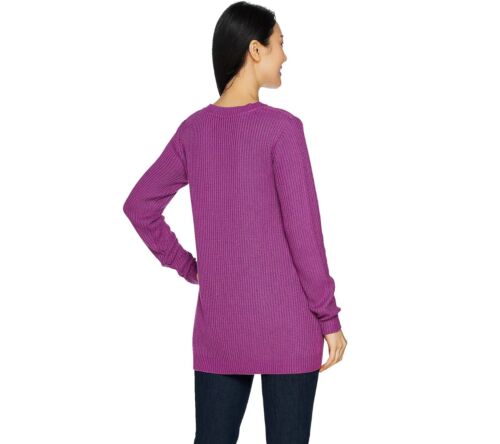 Suéter H by Halston Pequeño Azul Profundo Felpa Francesa y Tejido Mezcla Pullover - Imagen 3 de 7