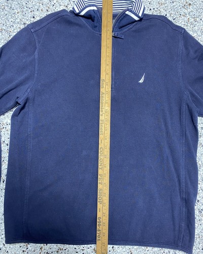VTG Nautica Mens 1/4 Zip Long Sleeve Pullover Navy White M Medium Nautical - Picture 4 of 6