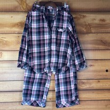 Victorias Secret Pajama Set Medium Long Sleeve Top Bottoms Sleep Lounge Plaid