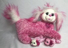 PUPPY SURPRISE Pink  White Stuffed Animal Plush Mama Dog with 2 Puppies 2016