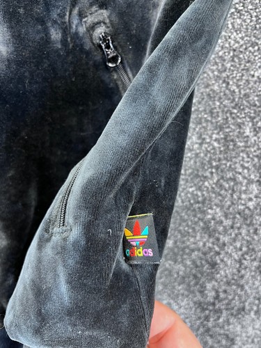 Adidas Jacket Woens S Pharrell Williams Velour Track Front Zip Side Pocket Black - Picture 6 of 13