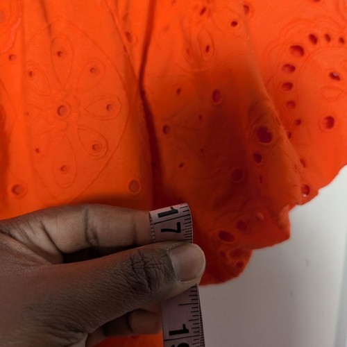 Antonio Melani x Kimberly Whitman Kleid Ösen Puffärmel Jakobsmuschelborte orange - Bild 9 von 10