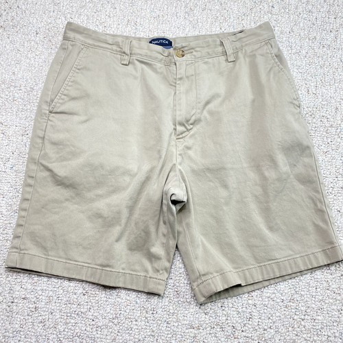 Nautica Mens Shorts sz 34 Beige Flat Front Chino Lightweight Stretch Casual - 第 11/14 張圖片