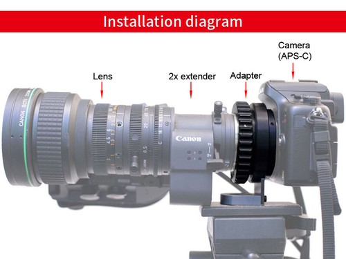 Adaptador B4-NEX para lente Canon Fujinon B4 2/3" para cámara Sony E montura A6000 A6300 - Imagen 6 de 7