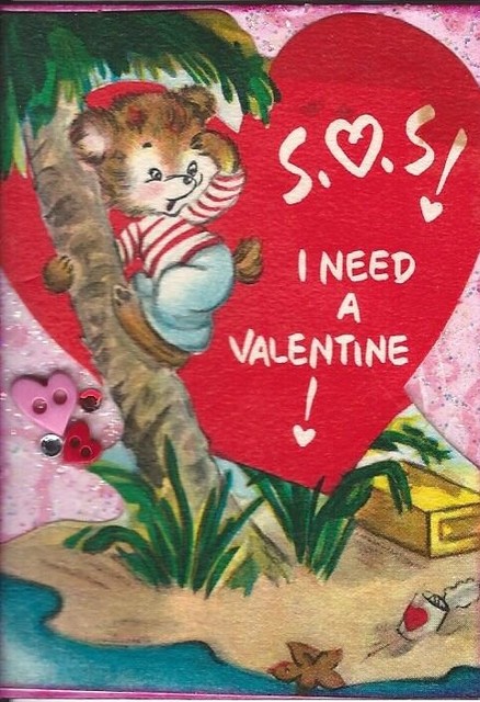 ACEO Art Card Collage Original Valentine's Day Bear Palm Tree Beach Red Hearts ACEO Art Card Collage Original Valentine's Day Bear Palm Tree Beach Red Hearts