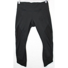 Athleta Mesh Capri Leggings Women S Black Drawstring Athleisure Fitness Yoga