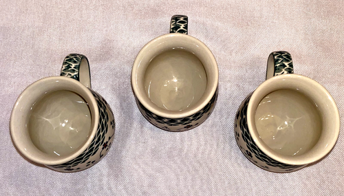 Polish Pottery Boleslawiec Coffee Bubble Mug Cup Blue Rose Sage SOLD INDIVIDUAL - Picture 7 of 8
