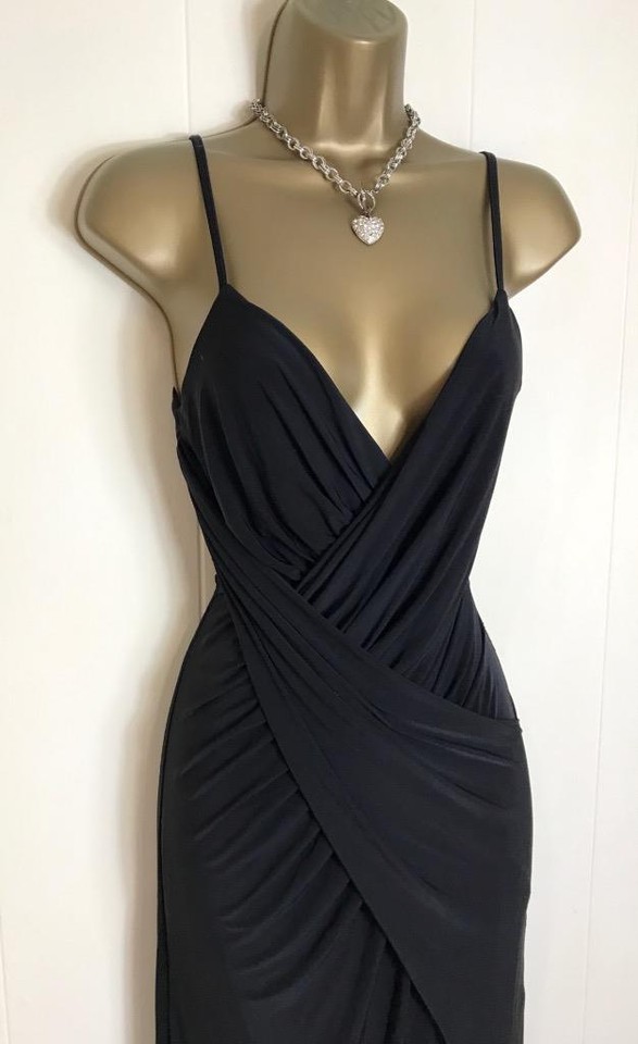 JESSICA WRIGHT STUNNING BLACK FRONT SPLIT MAXI DRESS SIZE 8 10 eBay