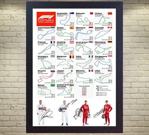 2019-F1-CALENDAR-Lewis-Hamilton-Bottas-Sebastian-Vettel-Leclerc-signed-FRAMED