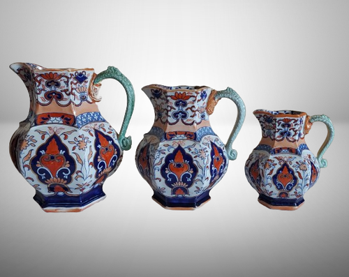 Antique English Set of 3 Mason’s Ironstone Pitchers c. 1815 - 1830 Pattern 306 - Picture 12 of 16