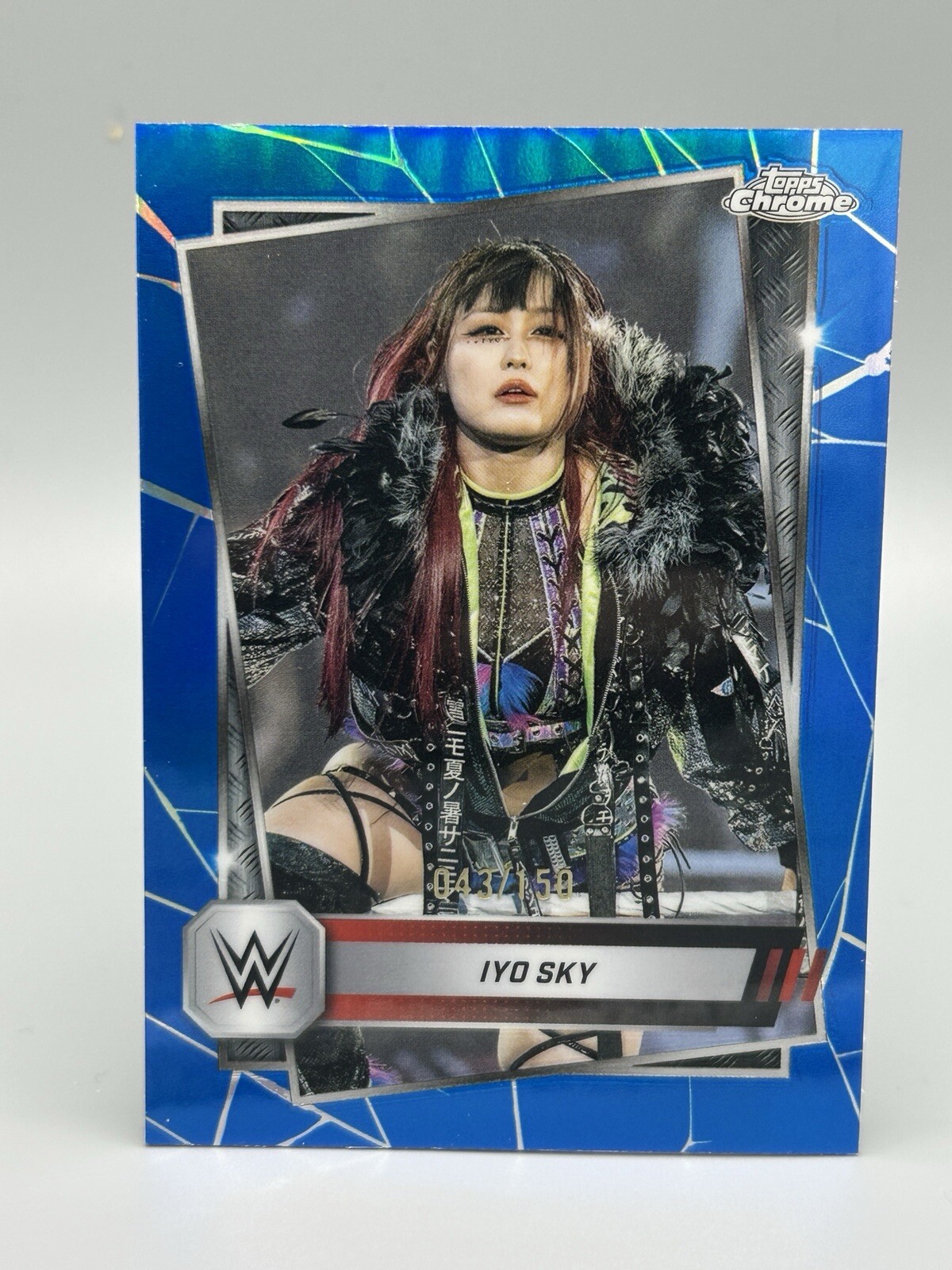2025 Topps Chrome WWE Iyo Sky Blue Refractor 43/150 Raw #99