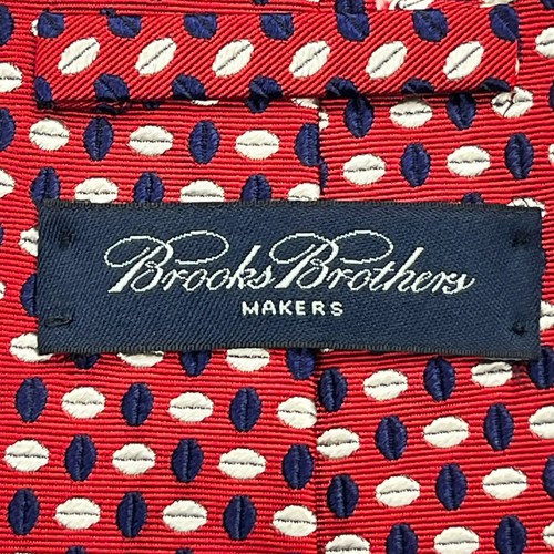 Brooks Brothers Makers Mens Silk Tie Woven Geometric Ovals Red Blue Grey Necktie - Picture 10 of 13