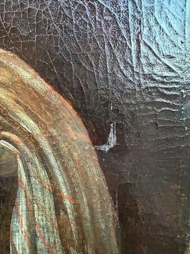 Antique Painting (19th Century) : 'The Diamond Necklace', unframed oil on canvas - Picture 4 of 5
