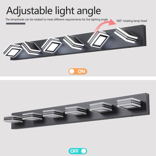6 Lights 40'' Vanity Light LED 5CCT Black for Bathroom Mirror Wall Lamp Fixture - Picture 5 of 9