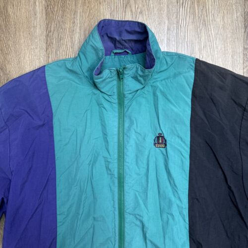 Vintage IZOD Jacket Men's Large Windbreaker Full Zip Color Block 90’s Nylon Y2K - Picture 2 of 10