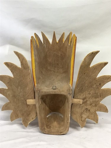 12" Sri Lanka Wooden Hand Carve Fire Devil Mask Gini Raksha Wall Hanging Decor - Picture 6 of 8