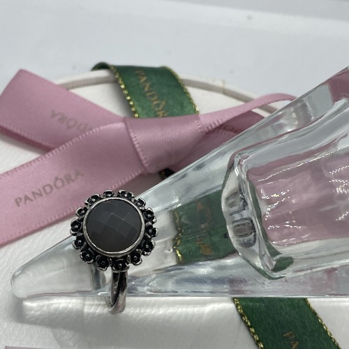 PANDORA FLORAL ELEGANCE GREY MOONSTONE RING 190850MSG RETIRED Sz 56 Genuine - Picture 2 of 10