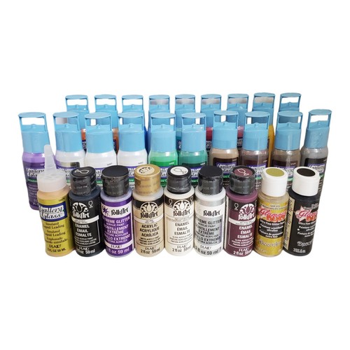 Lot of 28 Different Plaid Gallery Glass Folkart Window Color 2 oz Bottles NEW 