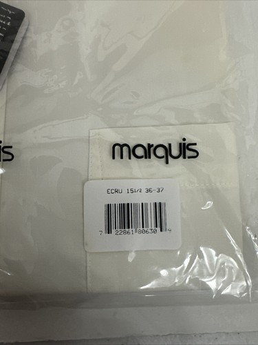 VTG Marquis Mens 15.5 36-37 Ecru Light Yellow Long Sleeve Dress Shirt - Picture 2 of 8