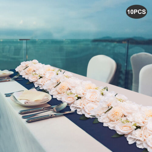 10* Dining Table Flower Centerpiece Champagne Silk Rose for Wedding 52cm*28cm