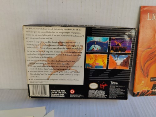 The Lion King CIB Complete (Super Nintendo Entertainment System, 1994) SNES - Picture 5 of 5