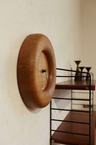 True Vintage Large Teak Wall Clock 60s Décor Object Danish Modern