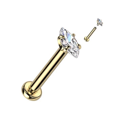 Piercing Labret 1,2mm Marquise Moler Circonia Roscado Interior Trago Oreja Conch - Imagen 5 de 6