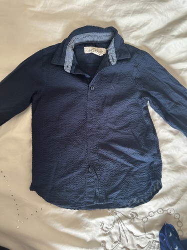 H&M Boys Navy Long Sleeve Formal Shirt 100% CottonSize 5 - Picture 2 of 4