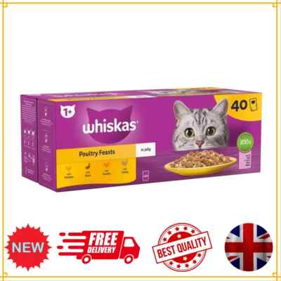 Whiskas 1+ Adult Poultry Selection in Jelly 40 Pouches, Adult Wet