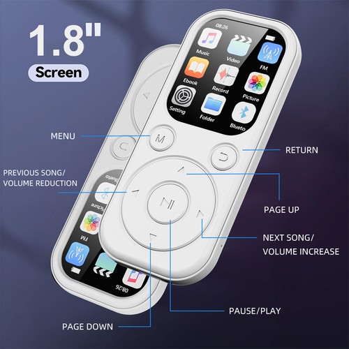 Bluetooth MP4 MP3 Player Support 128GB Lossless Music FM Radio Recorder Sport - Picture 5 of 23