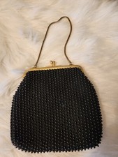 Gorgeous Hollywood Shaggee Brand Vintage Black Beaded Purse Nice GG