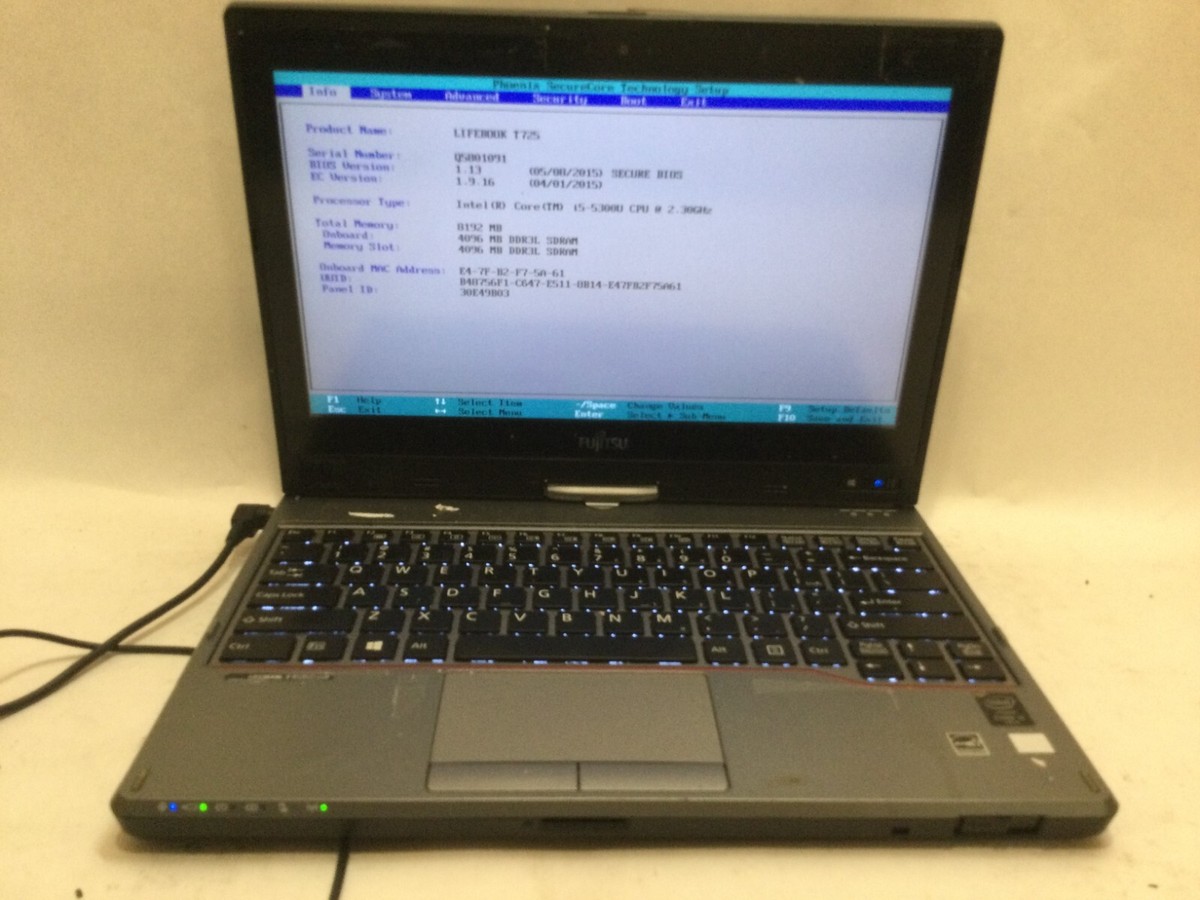 Fujitsu Lifebook T725 2-in-1 / Intel Core i5-5300U @ 2.30GHz / (MISSING PARTS)MR Fujitsu Lifebook T725 2-in-1 / Intel Core i5-5300U @ 2.30GHz / (MISSING PARTS)MR