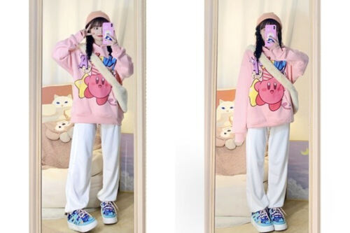 Kirby Star Women Pullover Sweatshirt Hoodie Sweater Printed Pink Loose Top Gift - Picture 8 of 11