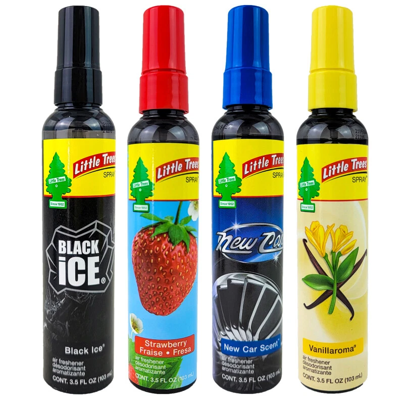 Little Trees Spray Pump 3.5 OZ Car Air Freshener Vanilla Straw New Car  Black Ice