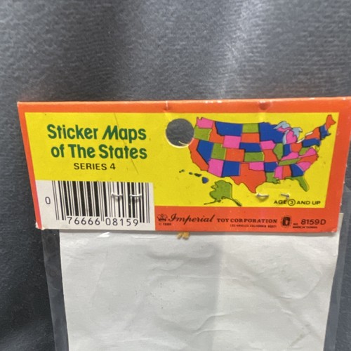 Puffy Stickers 1980 Maps Of The States Series 4 Imperial Toy Vintage Sealed Map - Picture 14 of 20