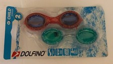 Dolfino Child Swim Goggles Pack 2 Red Green Tinted Lenses Impact Resistant