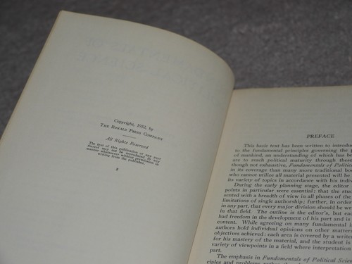 Fundamentals of Political Science - Flechtheim - Ronald Press 1952 HC VTG - Picture 2 of 5