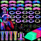 142 Pcs Glow in the Dark Party Supplies: Foam Sticks, Headbands, Glasses, Bracel