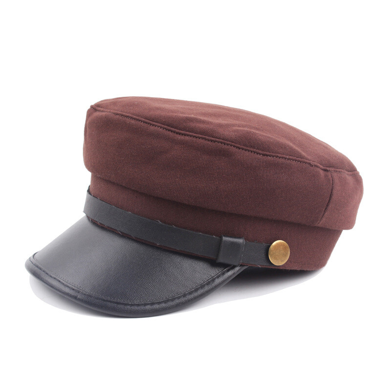 De colección Reino Unido Hombres Mujeres Ejército Cuero Gorra Cadete Militar Marina Marinero Plano Sol Sombrero