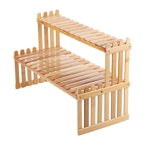 2 Tier Wooden Desktop Storage Display Rack Plant Stand Flower Succulent Shelf UK - Picture 4 of 20