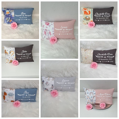 Geburtskissen Kissen Geburt Baby personalisiert Taufe Geburtstag