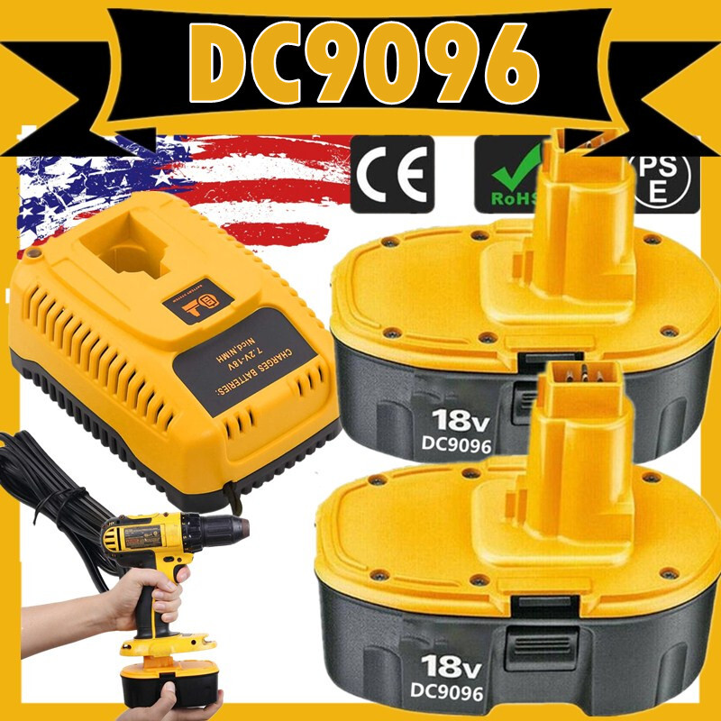 18V Replacementfor Dewalt 18 Volt NiMh Battery or Charger DC9096-2 DC9098  DC9099