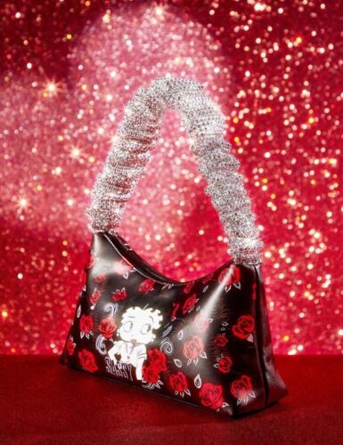 New BETTY BOOP Black & Red Roses PURSE Handbag SASSY Shoulder Bag - Picture 2 of 10